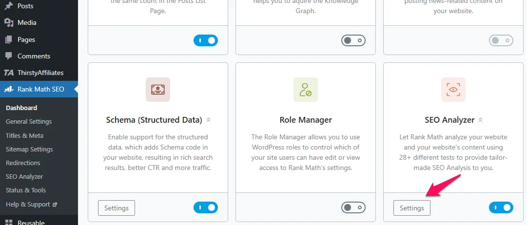 How to access Rank Math SEO Analyzer