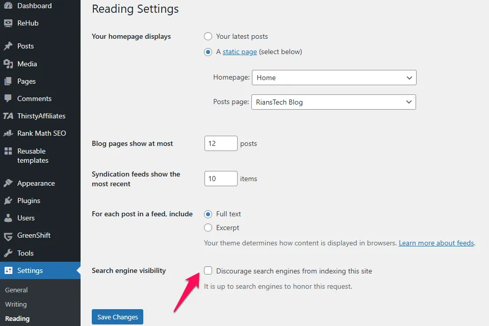 how to set blog tagline