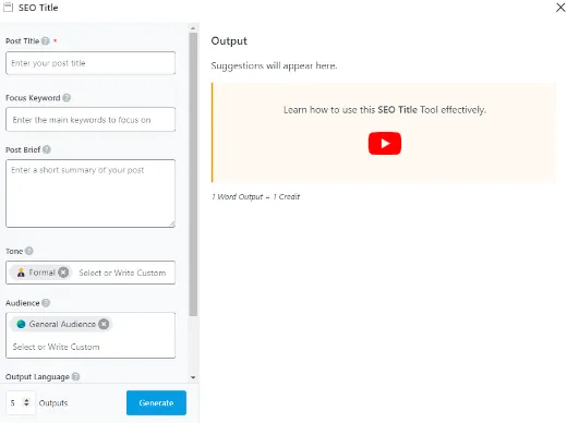 Rank Math Content AI SEO Title