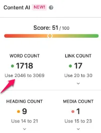 Rank math Content AI Word Suggestions