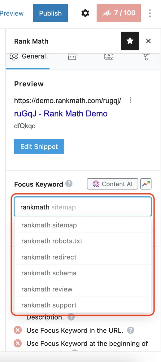 Rank Math LSI Tool Integration