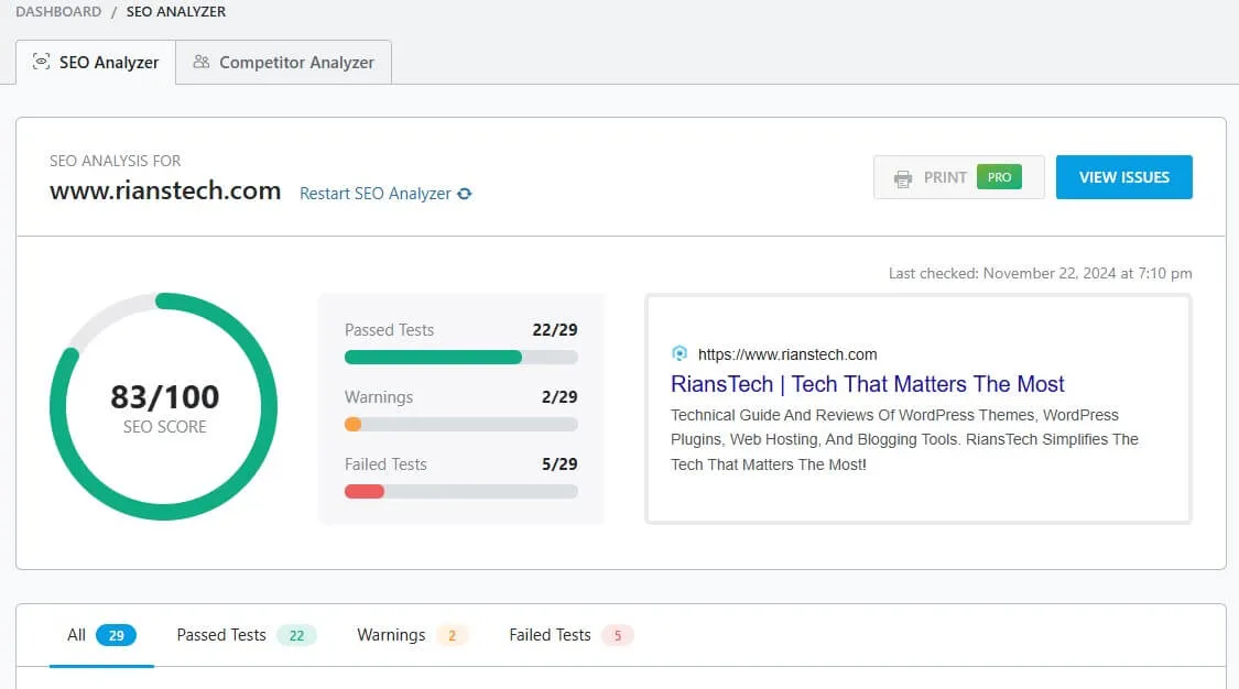 Rank Math SEO Analyzer