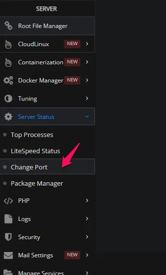 change cyber panel port