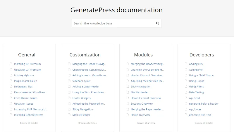 Generatepress-documentation