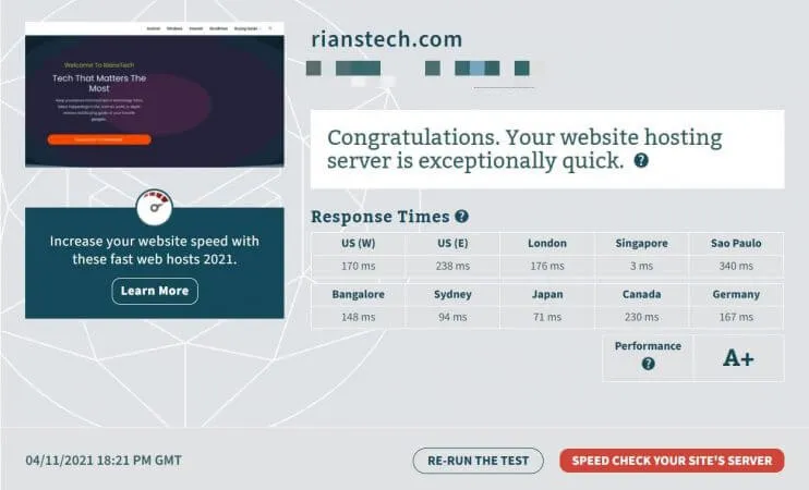 GreenGeeks Server test