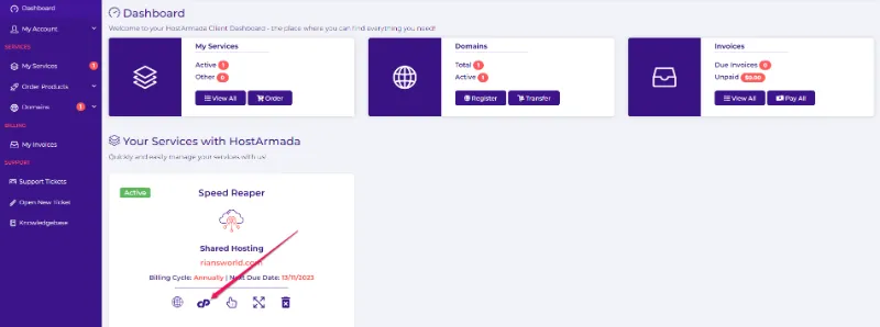 Hostarmada Dashboard