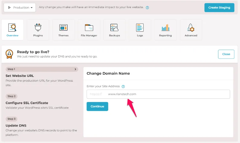How to go live in Rocket.net
