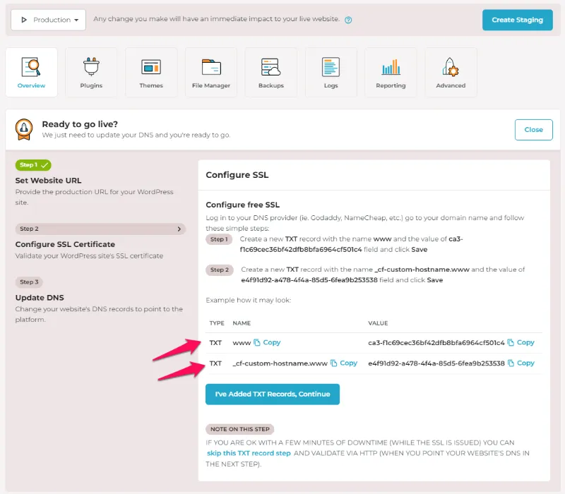 How to go live in Rocket.net