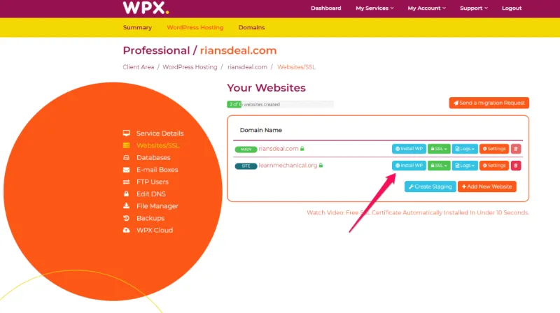 How to install a website in WPX