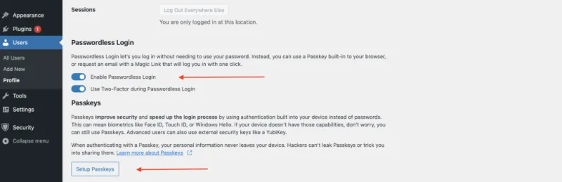 WordPress Biometric Login
